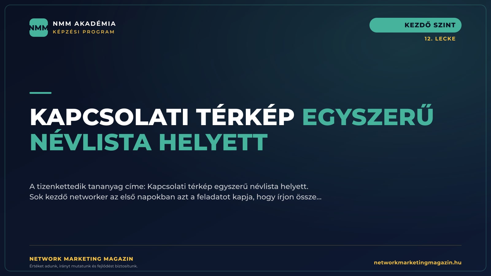Kapcsolati térkép egyszerű névlista helyett — NMM Akadémia Kezdő