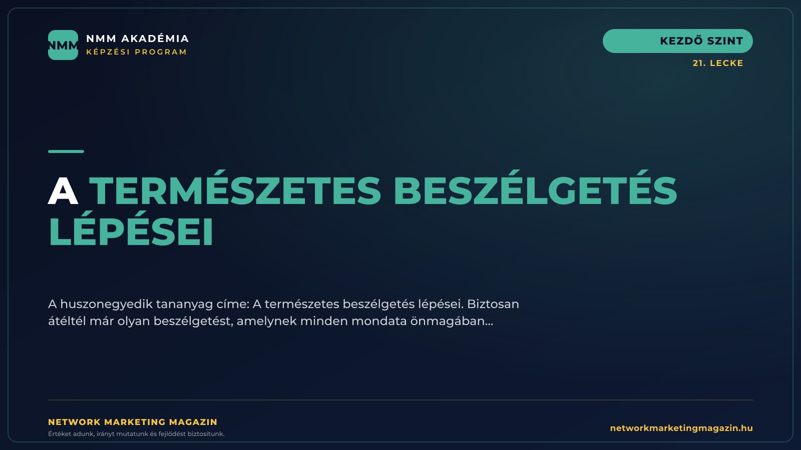 A természetes beszélgetés lépései — NMM Akadémia Kezdő